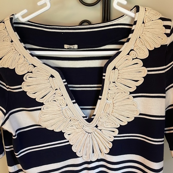 J.Crew top with detailed collar size XXS navy abs white - Picture 5 of 8
